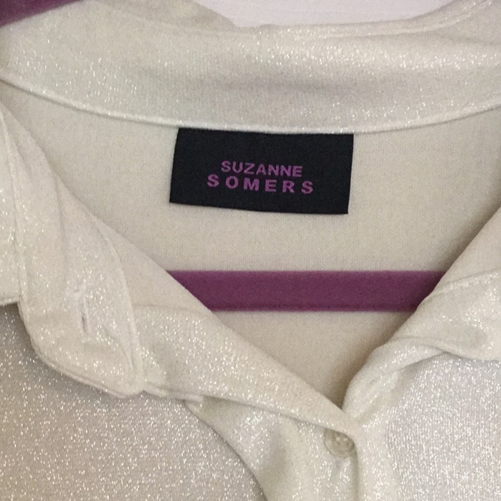 NWOT Vintage Suzanne Summers Cream Sparkle Button-Up Shirt